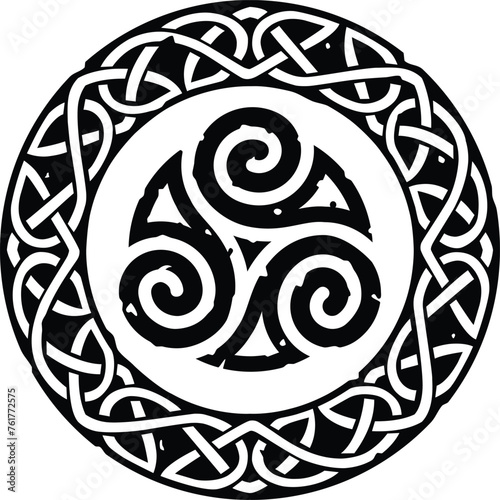 Celtic Circle or Ring Knot Pattern with Tribal Spirals