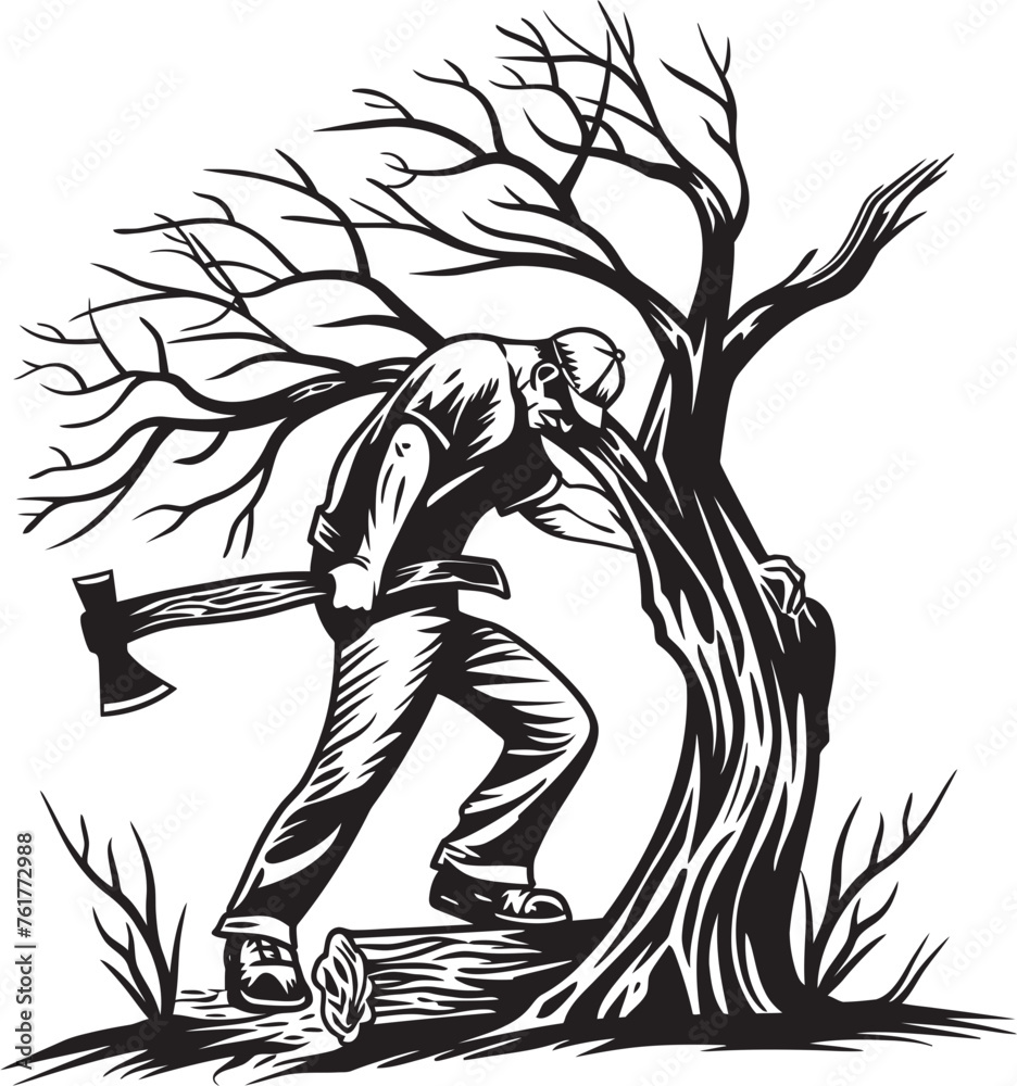 Tree Chopping Maestro Badge Axe Master Vector Symbol Tree Chopping Maestro Badge Axe Master Vector Symbol