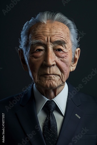 Elderly Man in Suit and Tie