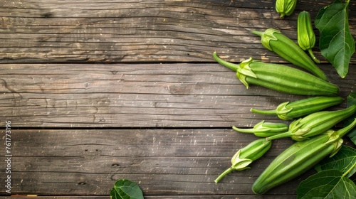 Green Beans on Wooden Table