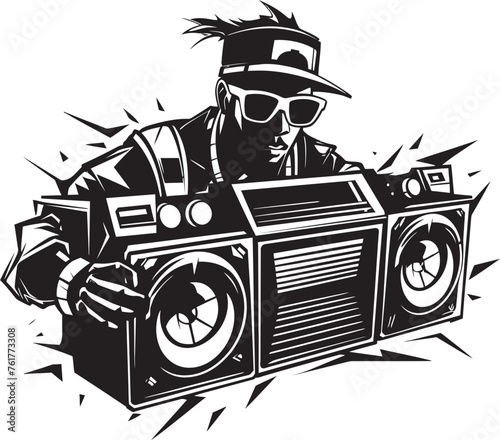 Sonic Sync Vector Boombox Icon Boogie Buddy Black Logo Mascot