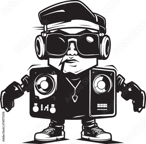 Boogie Buddy Black Logo Mascot Retro Rhythms Mascot Vector Design