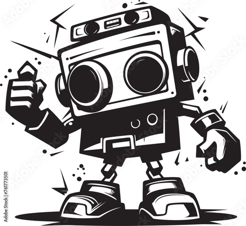 Bass Boogie Black Logo Emblem Jambox Jolt Iconic Boombox Mascot