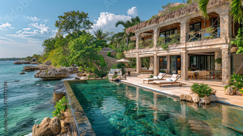 Large Swimming Pool Next to a House