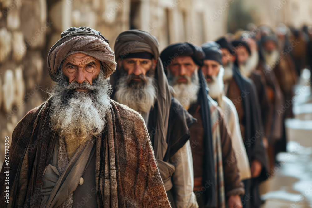 Jewish Men Capturing the Essence of a Biblical Event