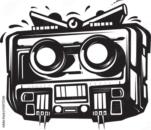 Hip Hop Harmony Boombox Emblem Black Sonic Swagger Vector Mascot Logo