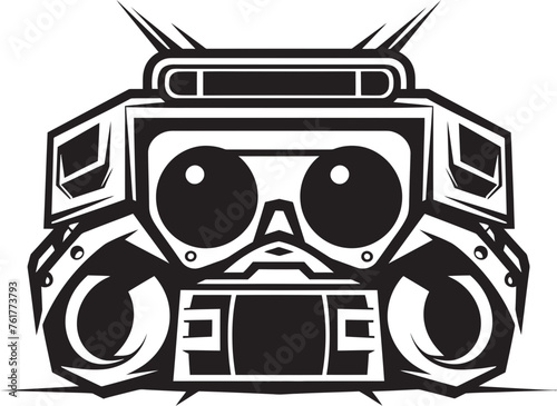 Melody Maestro Mascot Logo Vector Hip Hop Harmony Boombox Emblem Black