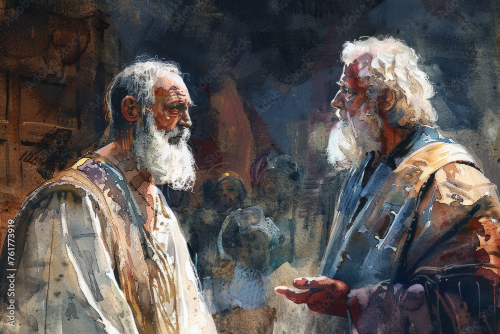 Abraham's Trial on Mount Moriah. A Test of Trust. Illustration