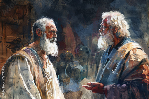 Abraham's Trial on Mount Moriah. A Test of Trust. Illustration photo