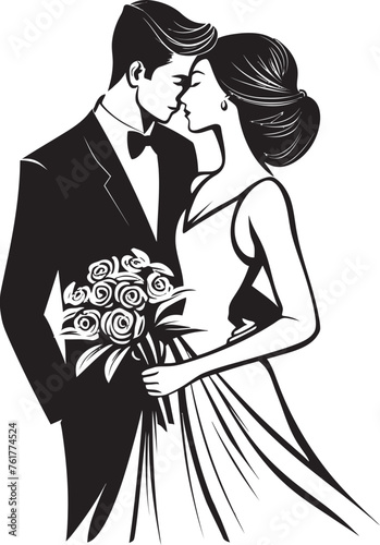 Grooms Delight Vector Black Logo Design Bridal Radiance Bride and Groom Iconic Emblem