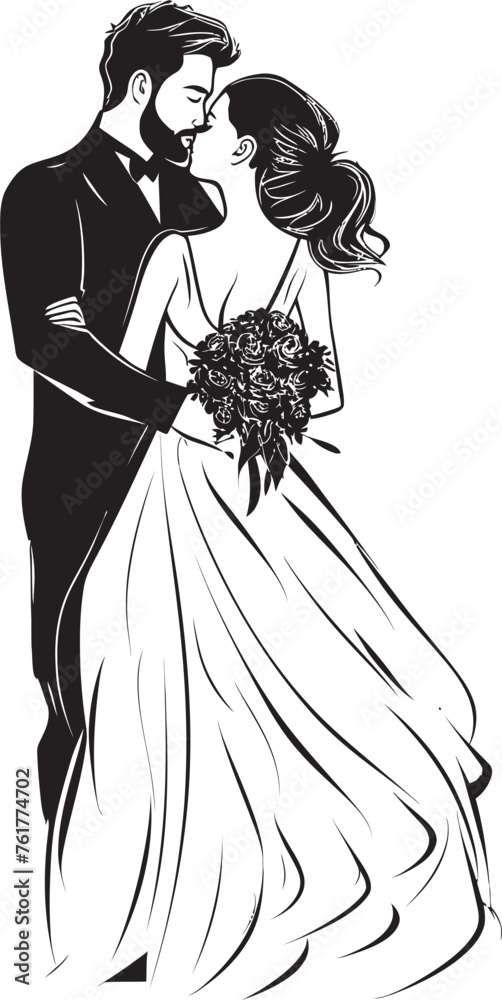 Eternal Union Vector Bride and Groom Symbol Bridal Bond Iconic Black Logo Design Eternal Union Vector Bride and Groom Symbol Bridal Bond Iconic Black Logo Design