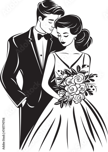 Matrimonial Mark Vector Bride and Groom Emblem Forever Love Iconic Black Logo Design