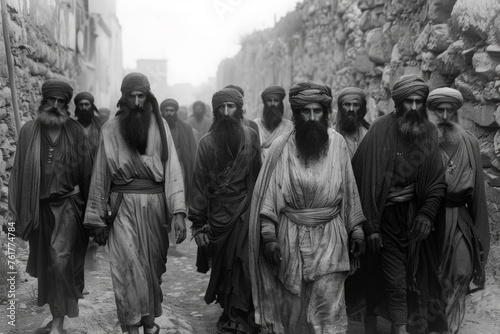 Jewish Men in the Street. Biblical Event