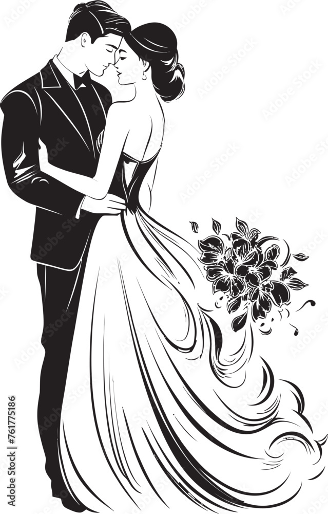 Everlasting Union Vector Black Logo Emblem Bridal Commitment Bride and Groom Iconic Symbol Everlasting Union Vector Black Logo Emblem Bridal Commitment Bride and Groom Iconic Symbol
