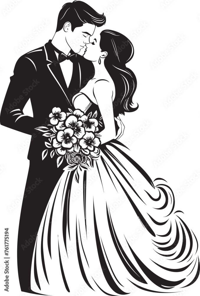 Eternal Joy Bride and Groom Iconic Symbol Bridal Devotion Black Logo Design Vector Eternal Joy Bride and Groom Iconic Symbol Bridal Devotion Black Logo Design Vector