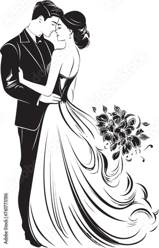 Everlasting Union Vector Black Logo Emblem Bridal Commitment Bride and Groom Iconic Symbol