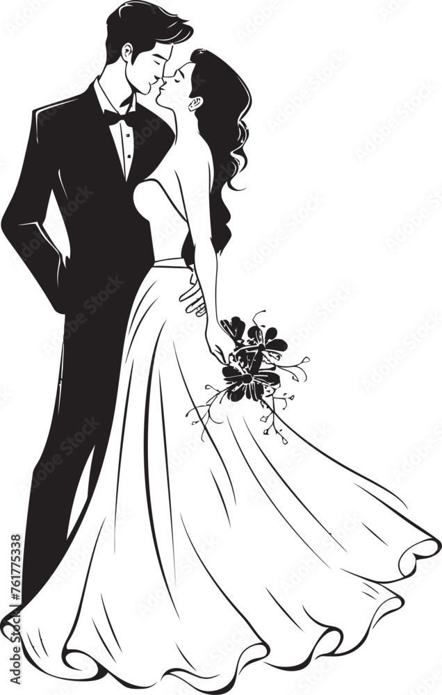 Bridal Serenity Vector Black Logo Emblem Everlasting Union Bride and Groom Iconic Symbol Bridal Serenity Vector Black Logo Emblem Everlasting Union Bride and Groom Iconic Symbol
