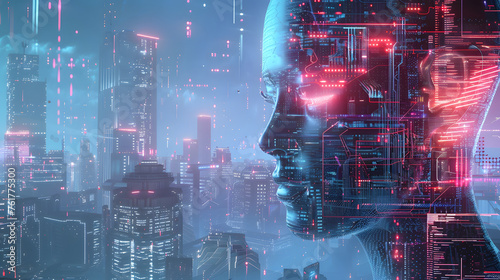 AI connected city  artificial intelligence  futuristic cityscape  AI Background