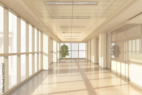The interior of an empty office in beige colors, the interior of the empty office, interior design, interior decoration, office interior empty  © MH