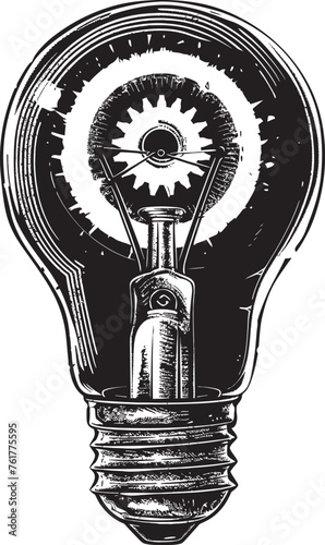 Steam powered Luminary Metal Gear Icon Industrial Radiance Black Logo Design