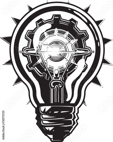 Gear driven Brilliance Metal Gear Emblem Steam powered Luminary Black Logo Icon
