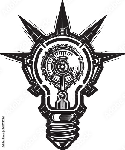 Gear driven Radiance Metal Gear Icon Steam powered Luminosity Black Logo Vector