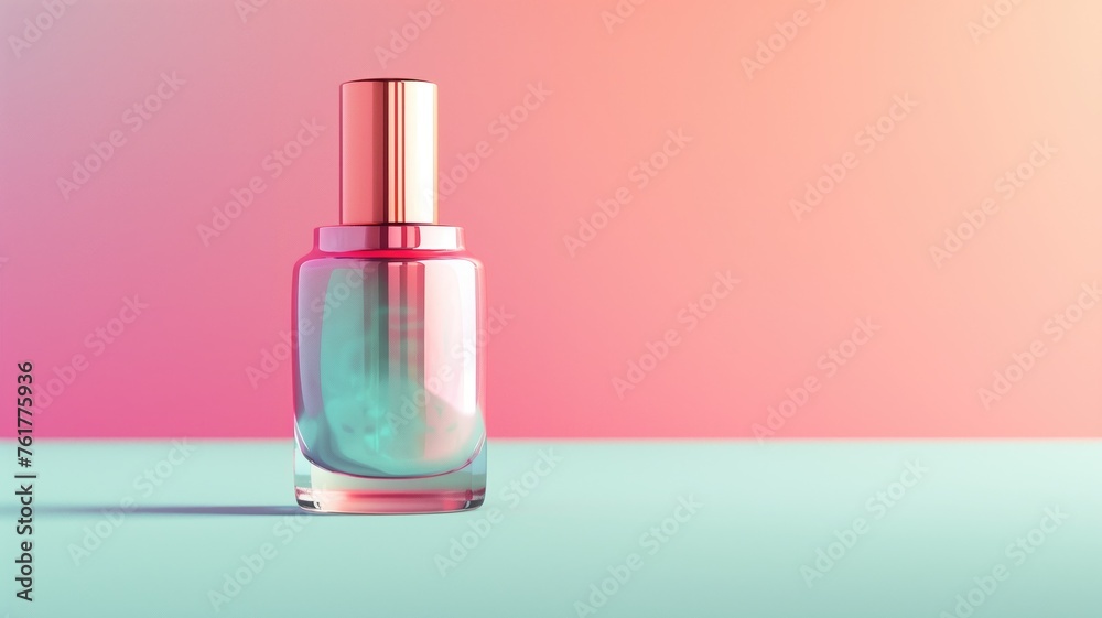 Nail polish bottle on gradient background, bold and glossy Nail polish bottle on gradient background, bold and glossy