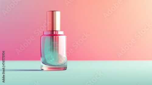 Nail polish bottle on gradient background, bold and glossy