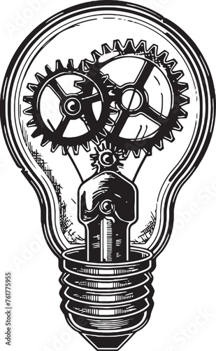 Gear driven Radiance Metal Gear Icon Steam powered Luminosity Black Logo Vector