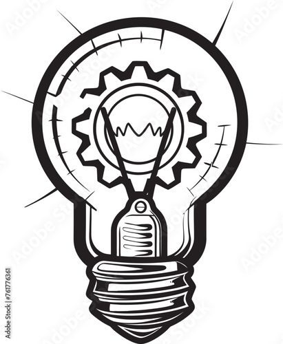 Retro Tech Glow Metal Gear Symbolic Vectorized Steam powered Luminary Steampunk Bulb Design Vectorized