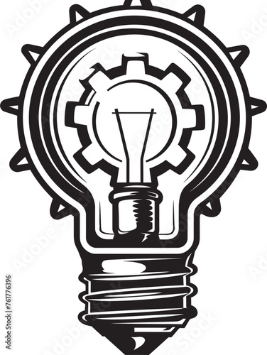Steam powered Luminary Steampunk Bulb Design Vectorized Iconic Vintage Voltage Black Logo Gear Vector Emblematic