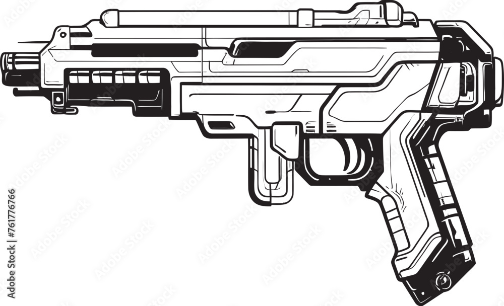 Neutron Shooter Futuristic Weapon Icon Electropulse Gun Black Logo Vector Design