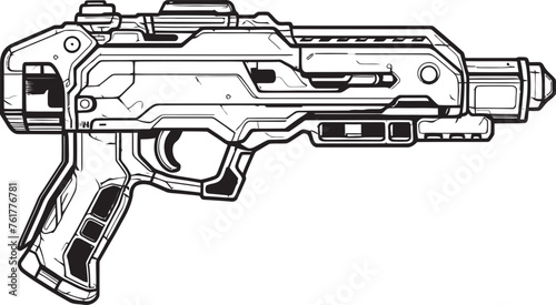 Quantum Blaster Vector Gun Symbol Neutron Shooter Futuristic Weapon Icon