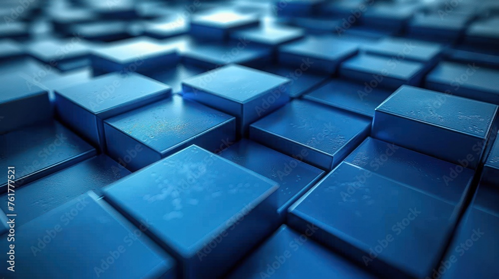 abstract blue squares background - obrazy, fototapety, plakaty 