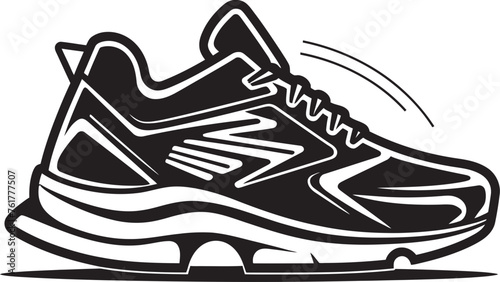 Aero Stride Futuristic Running Shoes Emblem Velocity Vectors Black Logo Design Icon