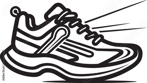 Nova Stride Futuristic Running Shoe Icon NeoSprint Vector Black Logo Design