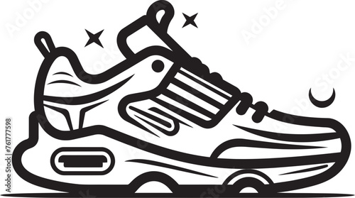 Infinity Pace Vector Futuristic Footwear Symbol Nova Stride Futuristic Running Shoe Icon
