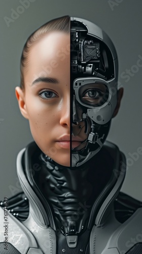 Transcending Humanity: The Risks and Realities of Transhumanism. Generative AI abstract portraits.