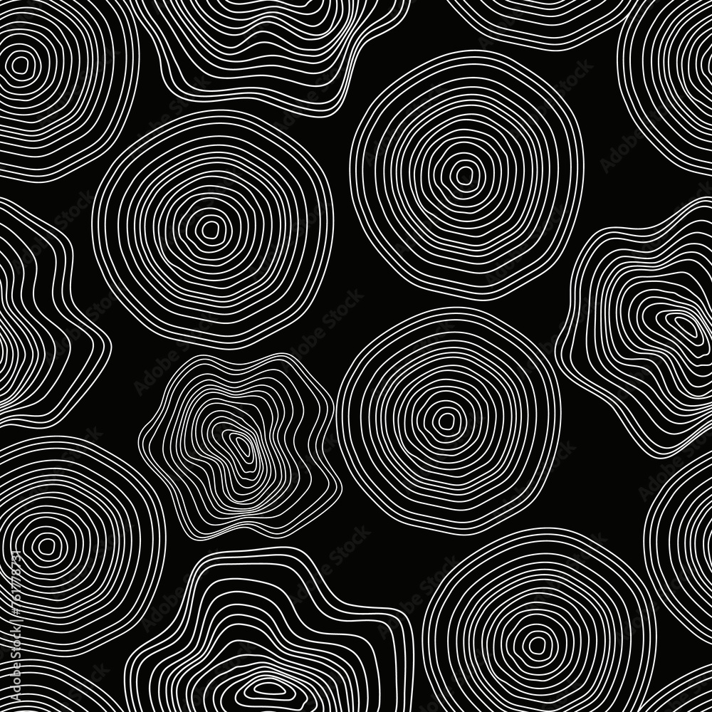 Background of abstract growth rings of a tree.Line design of a timber stump.Tree cut pattern.Wooden organic slice line creation.Vector topographic map concept.