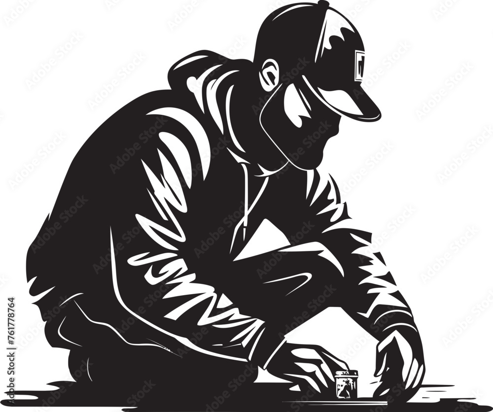 Fototapeta premium UrbanExpression Guru Black Logo Design Icon GraffitiGuru Vector Artist Icon