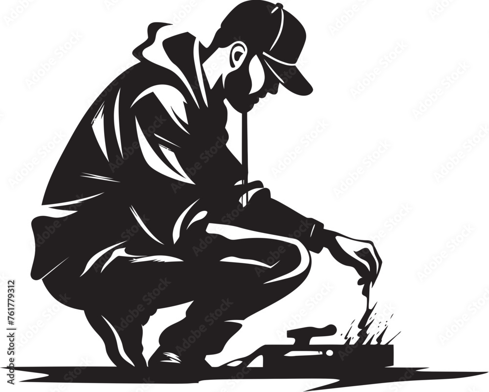 Fototapeta premium SprayMaster Icon Vector Graffiti Emblem WallWielder Maverick Black Logo Artist