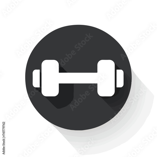 Dumbbell icon. Fitness icon. Rounded button. Vector