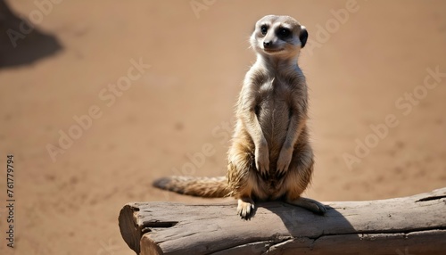 A Meerkat Sitting On A Log Watching The World Go