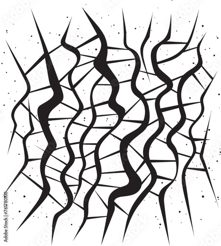 Broken Sketchlines Black Logo Design Icon Handcrafted Shatter Vector Cracked Lines Emblem photo