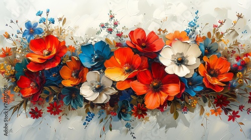 Painting of Flowers on a White Background