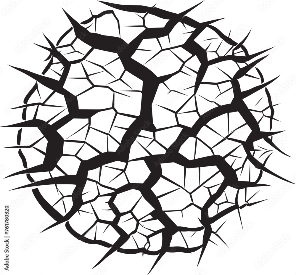 Obraz premium Cracked Sketchlines Black Logo Design Icon Sketchy Rifts Vector Cracked Lines Emblem
