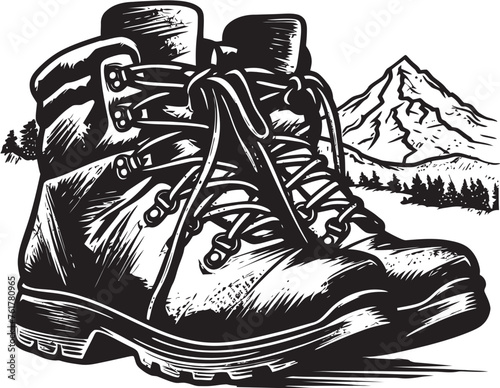TrekTrailblazer Black Logo for Hiking Boots Emblem SummitSeeker Vector Icon for Hiking Boots Symbol