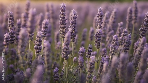 Close-up of a blooming lavender field (lavandula angustifolia)