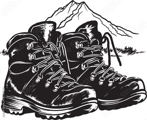 TrailWard Vector Hiking Boots Logo TrekCrest Black Logo for Hiking Boots Icon