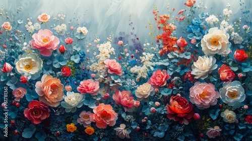 Painting of Flowers on a White Background